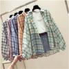 Women's Plaid Shirt: Spring/Summer 2023 Korean Style Loose Fit, Seven-Sleeve, Sun Protection, Chic & Stylish Top
