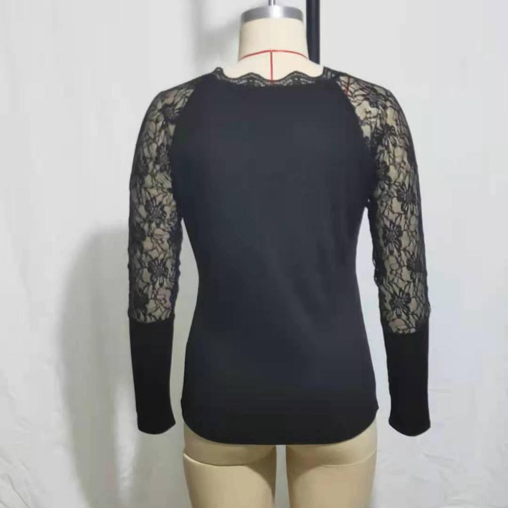 Женский длинный стильный пуловер с открытыми плечами и v-образным вырезом, кружевная блузка