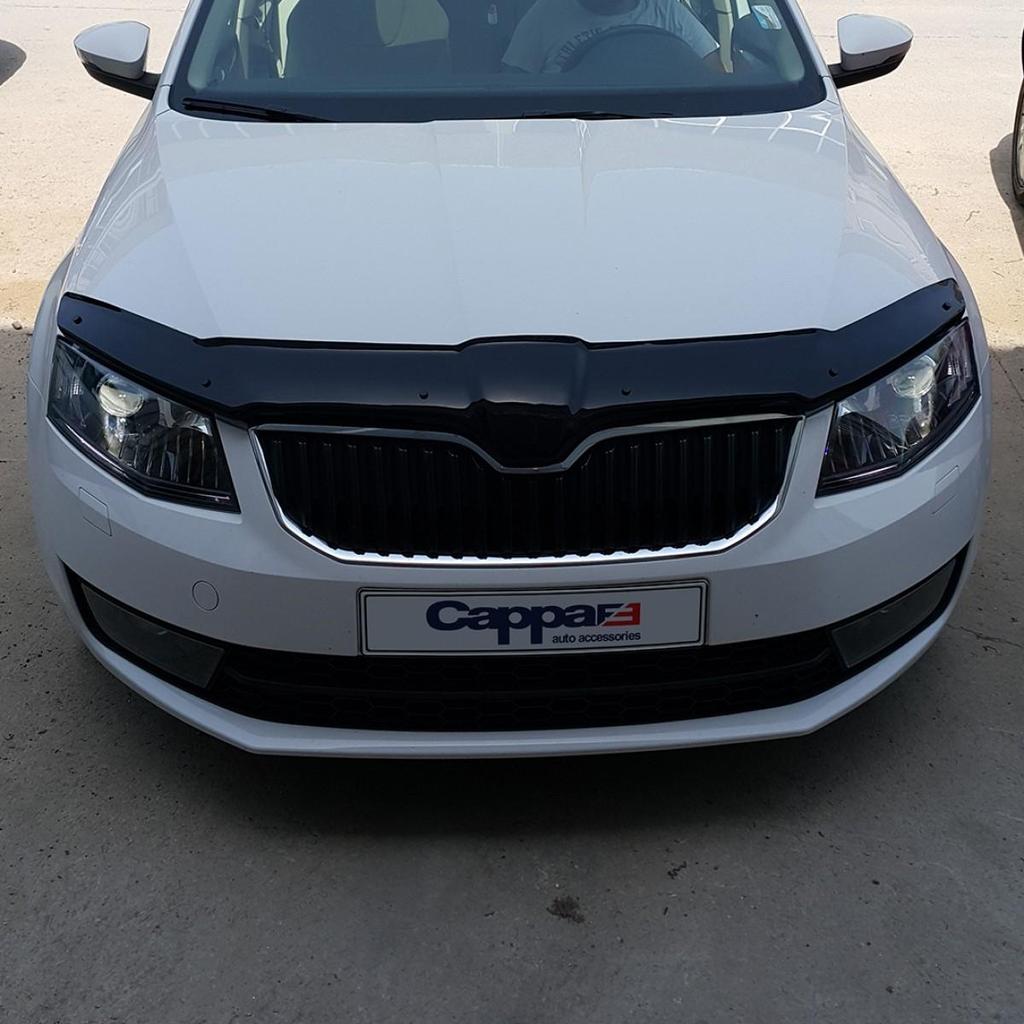 ДЛЯ Skoda Octavia Передний спойлер для защиты капота 2013–2019 гг. Модели Передний щиток от насекомых Дефлектор капота Глянцевый черный