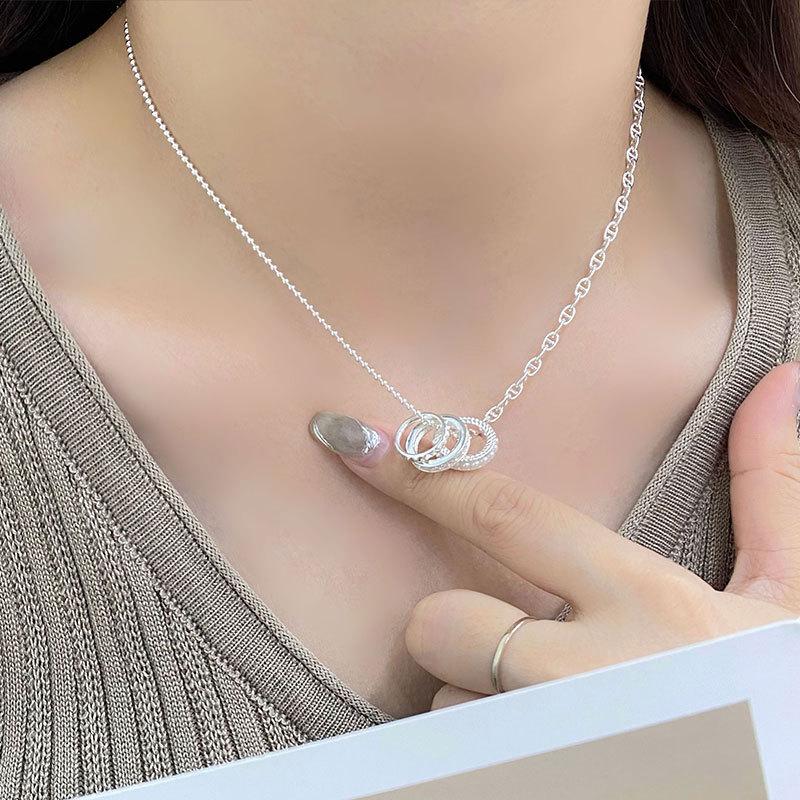 Тяжелая промышленность свиной нос AB цепь круговое жемчужное ожерелье геометрический кулон ожерелье цепочка на шею французский стиль