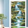 Наклейки на дверь с горным водопадом, ретро-декоративная наклейка, самоклеящиеся водостойкие обои с красочным узором, настенная роспись, декор квартиры