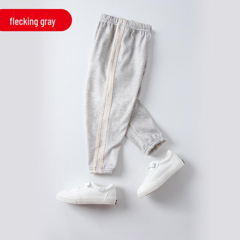Boys' and Girls' Velvet-Lined Autumn Sports Pants - Warm Casual Wear for Spring and Fall