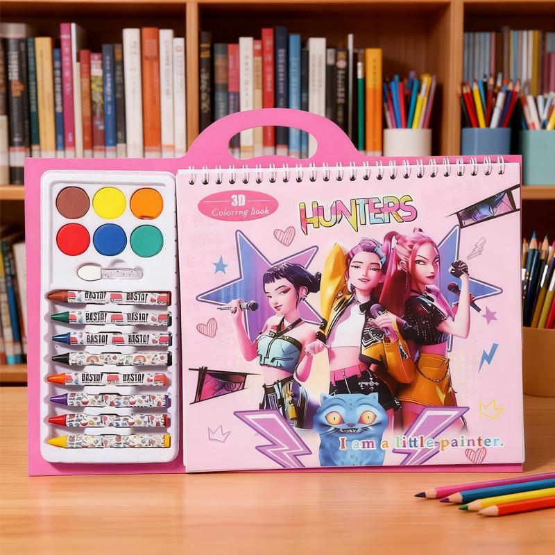 Новый! Отряд охотников на ведьм - Детская раскраска в стиле K-Pop с граффити (с цветными карандашами) | Образовательная раскраска и книга для рисования