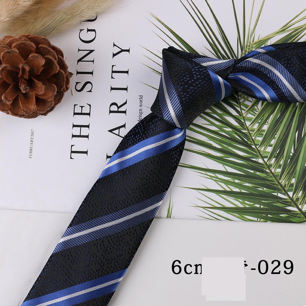 Men's Trend Business Casual Narrow 6cm Polyester Jacquard Tie Solid Color Striped Tie