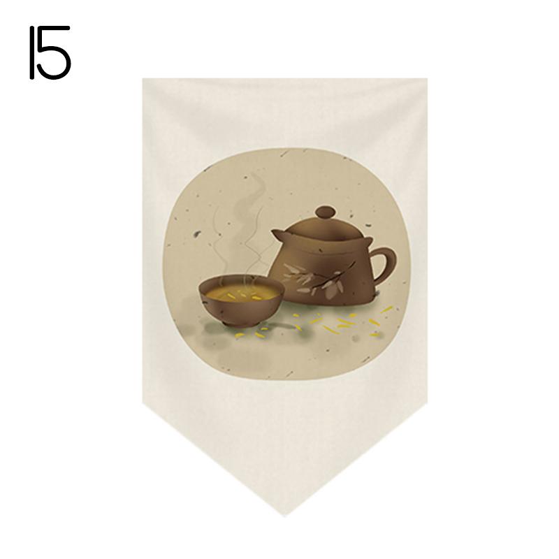Japanese Tea Room Partition Door Head Curtain Signboard Chinese Style Hanging Short Curtain Restaurant Teahouse Decor Pennant
