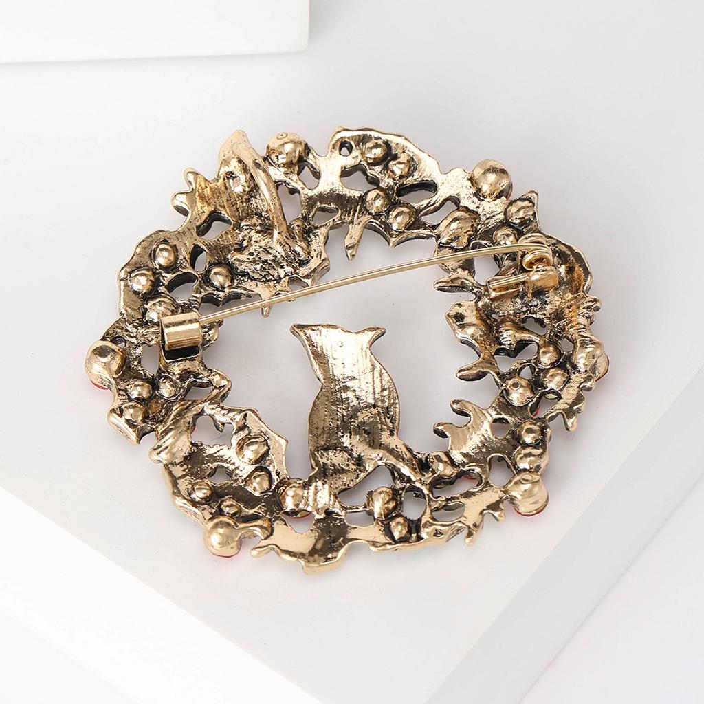 Универсальная рождественская брошь, высококачественный сплав, капельный бриллиантовый венок, брошь-птица, булавка для воротника одежды