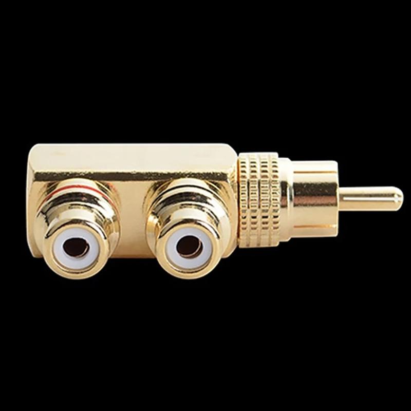 Позолоченный AV аудио разветвитель штекер RCA адаптер 1 штекер на 2 гнезда F разъем инструмент