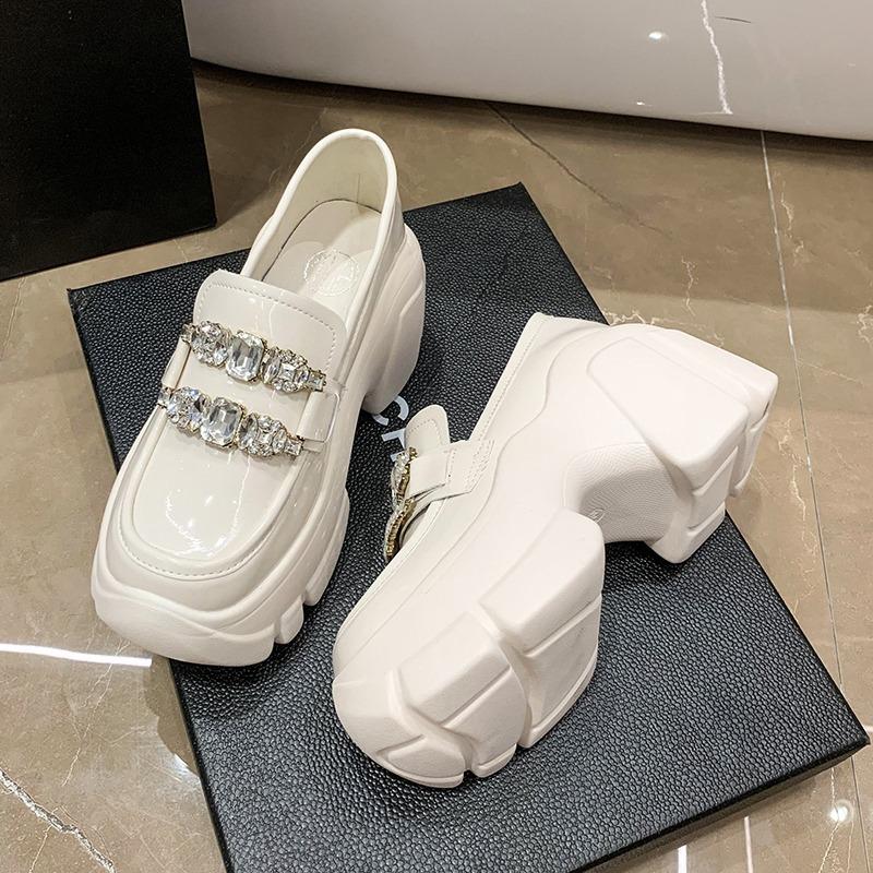Модные туфли на платформе с высоким каблуком 6,5 см, весна-осень, блестящие туфли Мэри Джейн с кристаллами, простые туфли на платформе, студенческие милые женские туфли