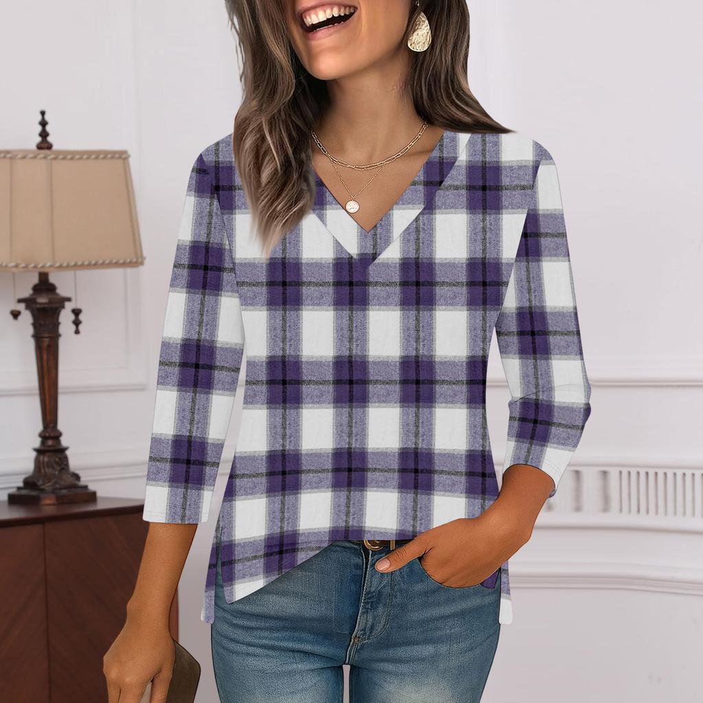 3/4 Sleeve Shirts For Women  Print Graphic Tees Blouses Casual Plus Size Basic Tops Pullover