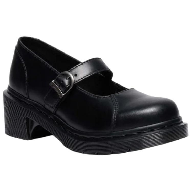 Dr.Martens ALDERSTONE Кожаные туфли Мэри Джейн на массивном каблуке 6 см Женские Черные 42664001