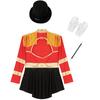 Girls Magician Jumpsuit Costume Long Sleeve Keyhole Back Fringe Epaulet Design Top Hat Gloves Wand Set