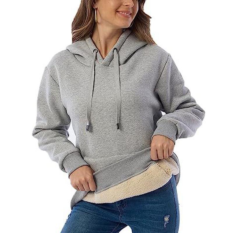 Женская зимняя толстовка, женская теплая спортивная толстовка с капюшоном и карманами из овечьего флиса, куртка