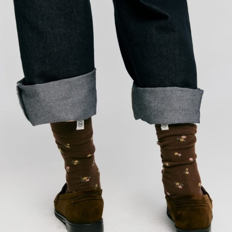 DEPOUND flower pattern socks - brown