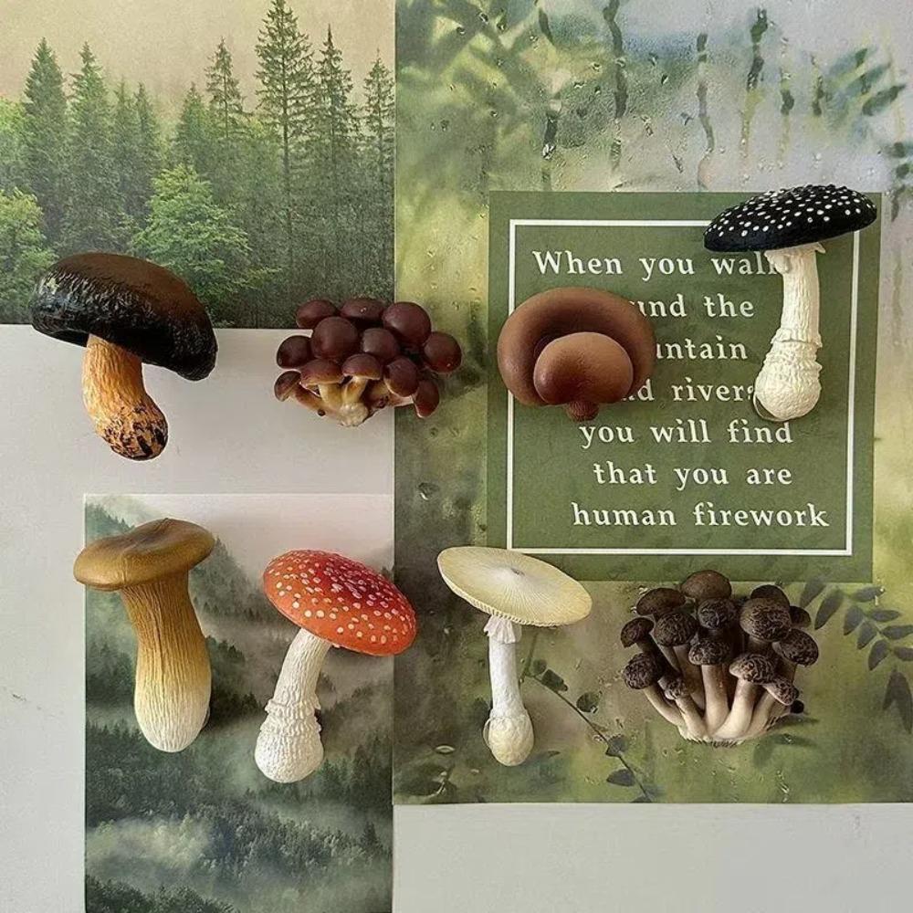 Simulated Mushroom Refrigerator Magnets 3D Fridge Decor Cute Magnetic Sticker  Home Decoration