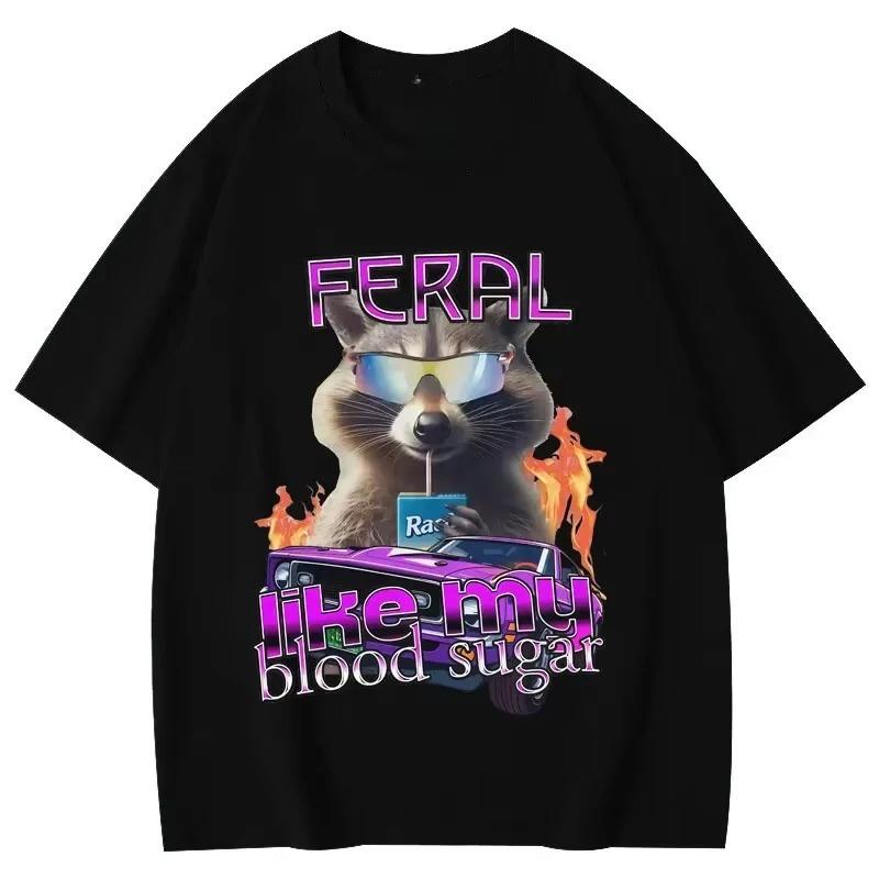 Funny Diabetes Raccoon Meme Graphic T Shirts Women Clothing Fashion Y2k T-shirt Summer Casual T-shirts Summer Streetwear Y2K Top