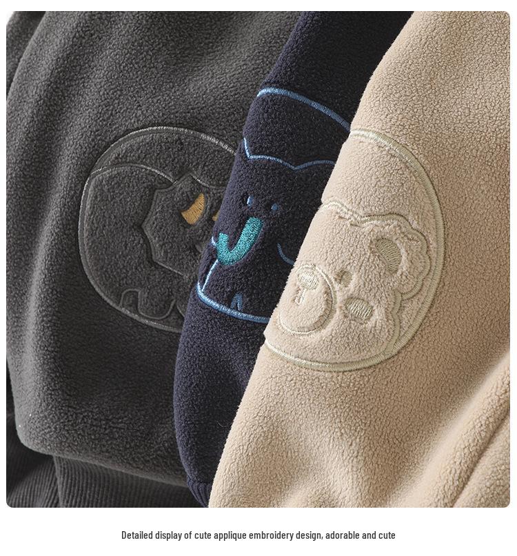 Детский флисовый комплект с капюшоном и штанами Kaka Panda - Зимнее тепло для мальчиков и девочек