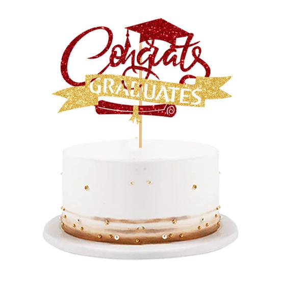Yousheng Congratulations 2024 Graduation Cake Topper Graduation Season Birthday Cake Insert Congrats Grad Party Decor Supplies