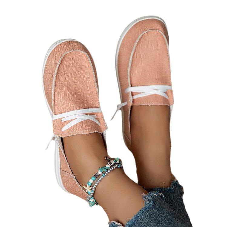 2023 Новые легкие повседневные туфли большого размера из телесного холста для женщин