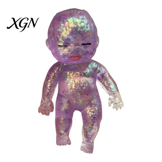 Portable Stress Ball Glitter Babies Relief Toy, Clear Baby Doll Squeeze Soft Stretchy Gadget Fidget Relaxing Gift for Adults Kids, Party Favors