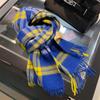 New Blue Pure Wool Plaid Birthday Gift Scarf Men and Women Autumn and Winter Couples High-end Student Scarf