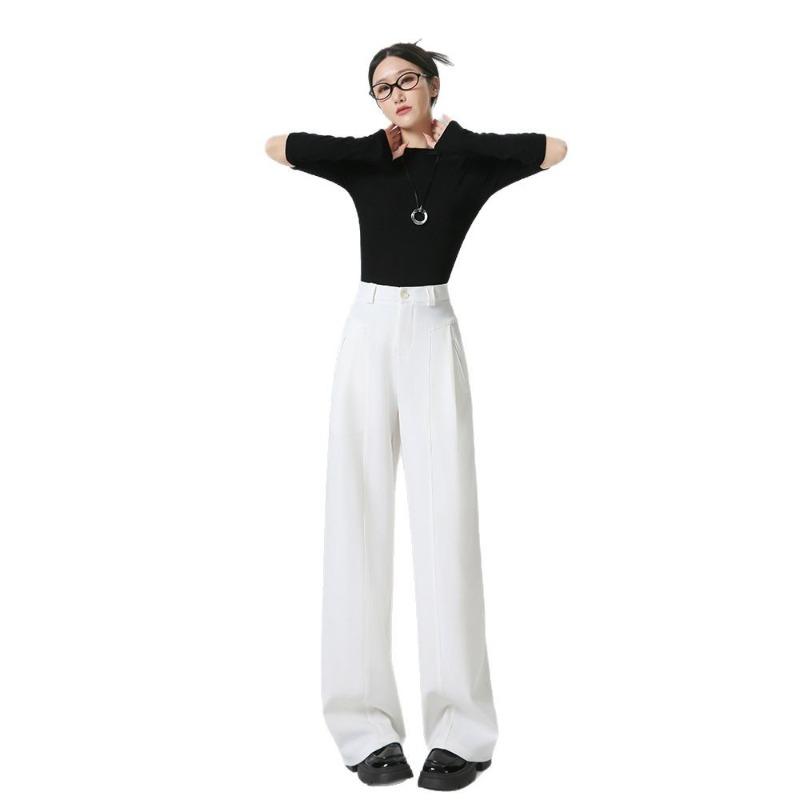 Gray Wide-leg Pants Women's Spring and Autumn New High-end Suit Pants High-waist Drape Casual Floor-mopping Straight Pants