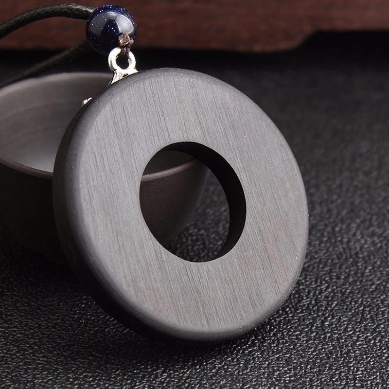 Винтажное ожерелье с подвеской в ​​виде лотоса из черного сандалового дерева, этническое регулируемое длинное деревянное ожерелье-свитер из веревки