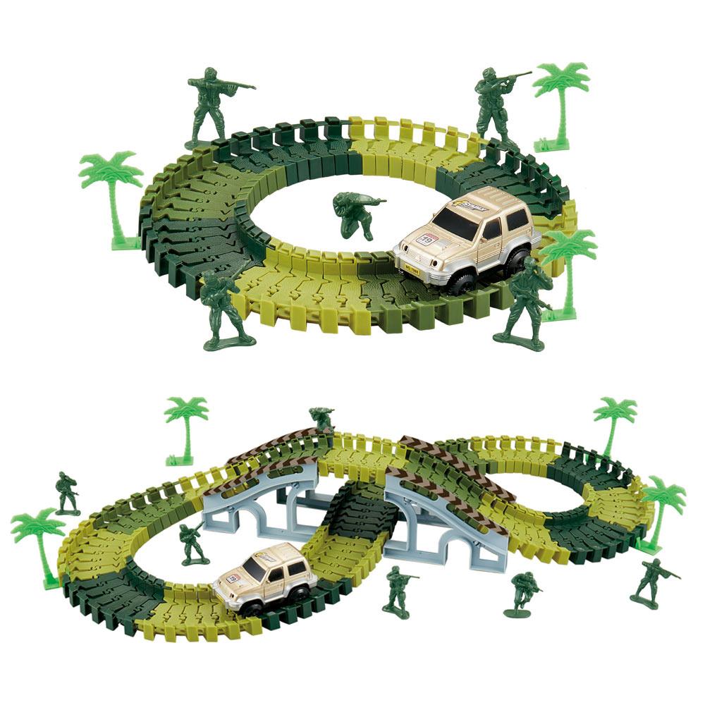 Military Railway Toy Car Track Race Car Track toy set Curved flexible track flash car kids GIFs Educational toys Gifts For Kids