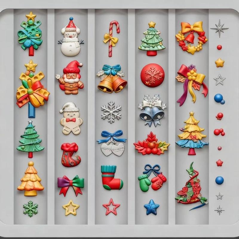 3D Барочный Ангел Бабочка Рождественская Елка Снеговик Форма для Ногтей DIY Украшения для Нейл-арта Силиконовая Форма для Лепки Маникюрный Шаблон