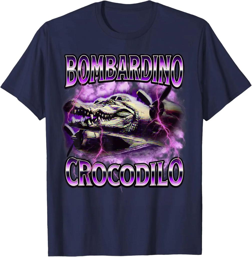Bombardino Crocodilo Meme T-Shirt Men Women Short Sleeve Cotton Tees Funny Graphic T-shirt Y2k Outfit Summer Tops Men's Clothing