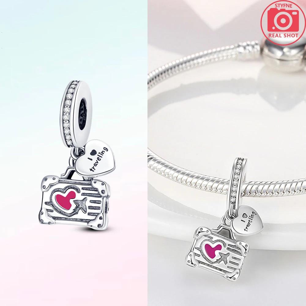 Plata De Ley Copper Travel Dangle Charm Eiffel Tower Original Charms Beads Fit Charms Women Bracelet Jewelry Gift