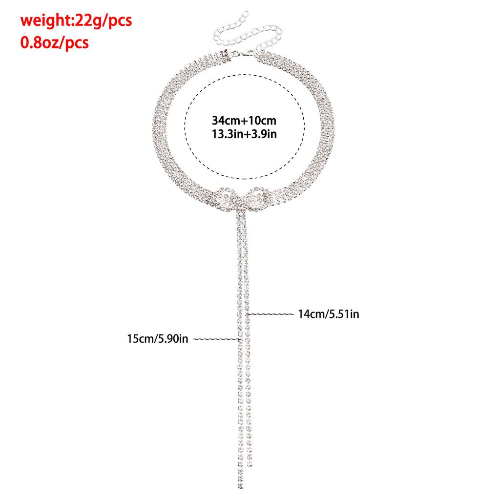 Ожерелье Ювелирный Тренд Бант Цепочка на Ключицу Легкая Роскошь Чокер Сверкающий Бахрома Цепочка на Шею