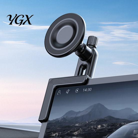 Clip-on Phone Holder Car Magnetic Dashboard & Screen Mount Minimalist Adjustable Shock-Absorbing Clip-On Stand for GPS Navigation Screen-friendly