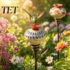 Outdoor Hummingbird Feeder Garden Stake, Vintage Ceramic Feeder, Flower Feeding Port, Housewarming Gift for Bird Lovers Nectar Backyard Lawn