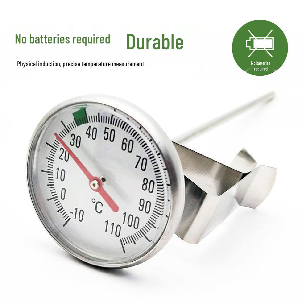 Stainless Steel Water Temperature Thermometer for Milk & Coffee - No Battery Required, ideal for Home Kitchen Use.