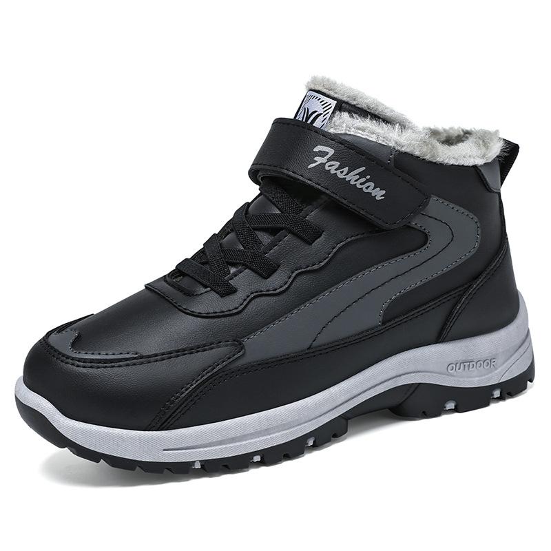 Мужские повседневные зимние теплые кроссовки с подкладкой из искусственного меха, короткие ботинки, нескользящие, для тренировок, ходьбы, для мужчин, удобные ботинки на шнуровке для снегоходов