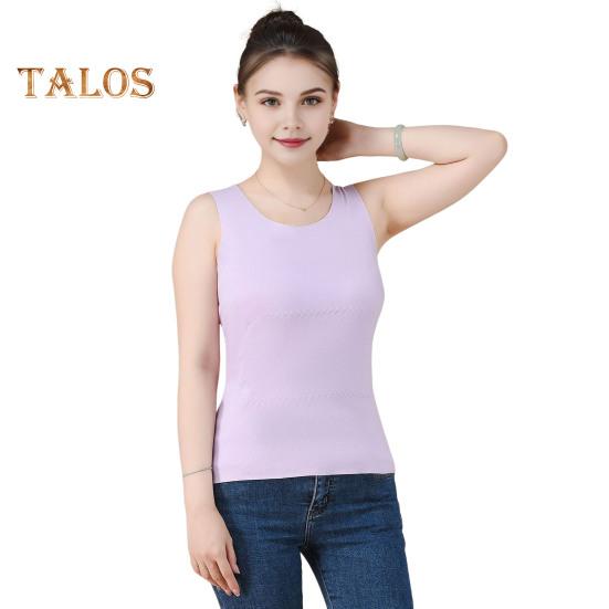 Зимний женский терможилет бесшовный двухсторонний плюшевый быстро фиксирующийся на температуре круглый вырез облегающий эластичный безрукавный внутренний костюм майка