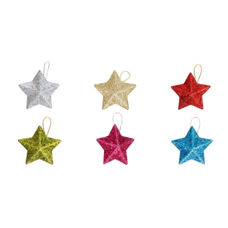 6pcs Star Hanging Ornament Christmas Tree Pentagram Pendant