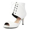 Women's Sandals Summer Shoes 2025 Buckle Cut-outs Black White High Heels Ankle Boots Female Peep Toe Party Jazz Dance Shoes