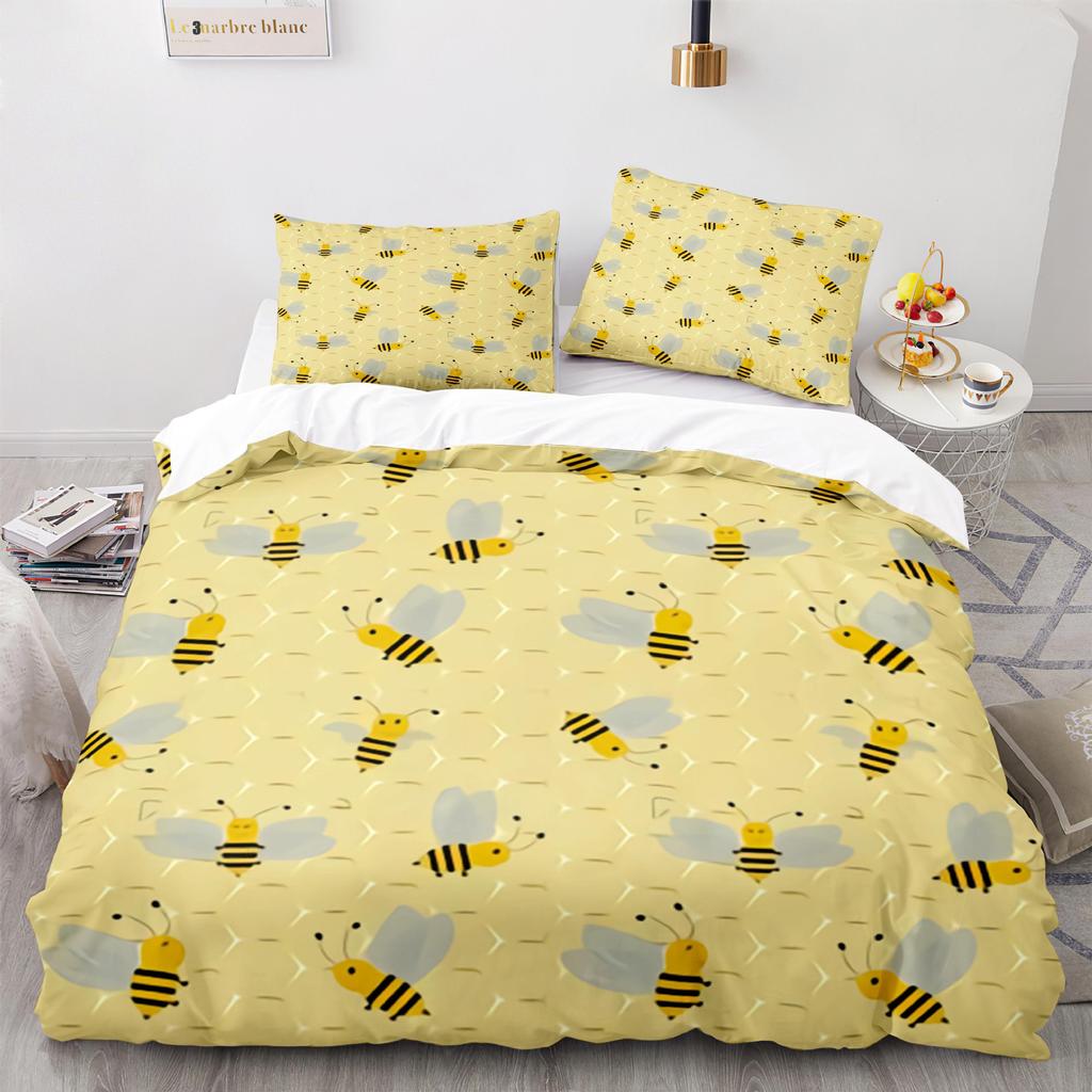 Home Textile Bee Quilt Cover Digital Printing Three-Piece 3D