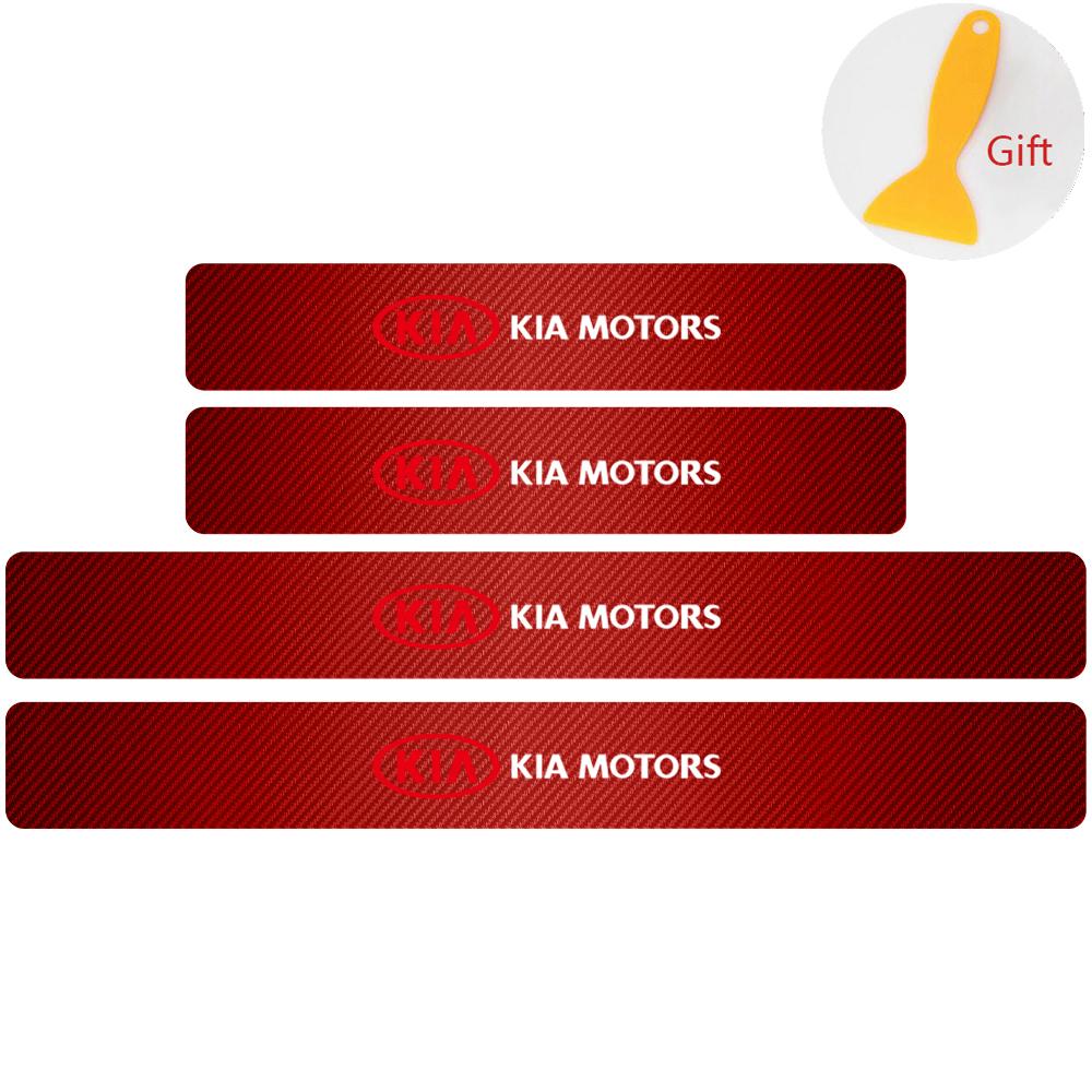 AANT1 4Pcs Carbon FiberCar Door Threshold Sticker Decal For KIA Sorento Optima Carnival K6 Sportage 3 4 Picanto KX1 RIO pv5 ev6 ev5 K3