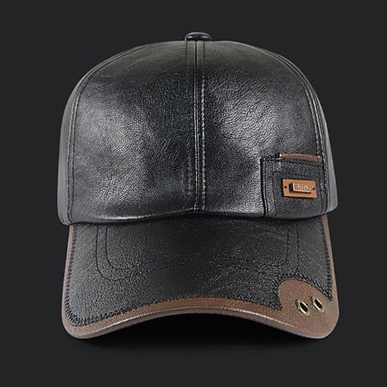Осенне-зимняя бейсболка из искусственной кожи, дышащая, с металлическими люверсами, дизайн color-blocking, универсальный повседневный стиль, бейсболка