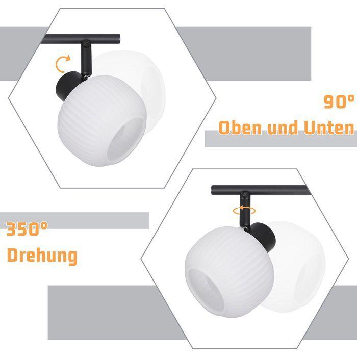 Spot de plafond - NETTLIFE - Spot de plafond 3 feux - Noir - Douille E14 - Abat-jour verre orientable 350°