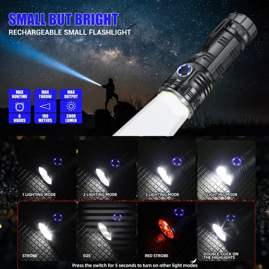 F82 8*XPG Светодиодный Прожектор 3000Лм Стальной Фонарик Магнитный Фонарь на Хвосте SOS Красный Свет Перезаряжаемый Фонарик Зажим для Рубашки Кемпинг Скалолазание