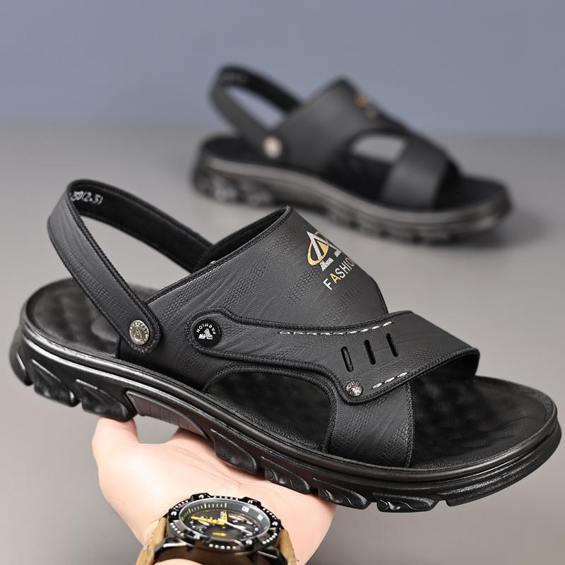 Модные мужские летние сандалии для отдыха на природе 2024 Новые мужские сандалии Мужская кожаная пляжная обувь Повседневная мужская обувь Модные тапочки Сандалии Мужская обувь