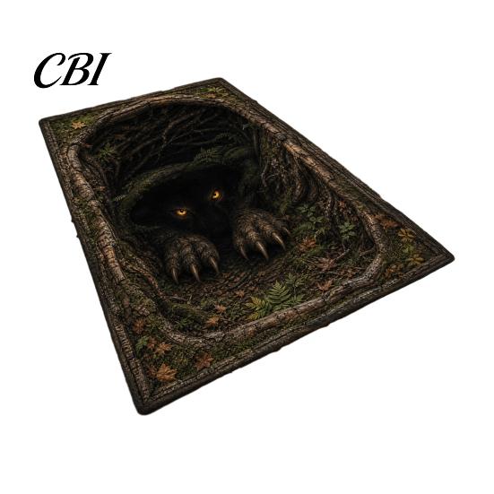 Bathroom Water Absorbent Mat 3D Visual Halloween Rug, Non-Slip Creepy Easy Clean Doormat Washable Spooky Floor for Entrance Kitchen Bedroom