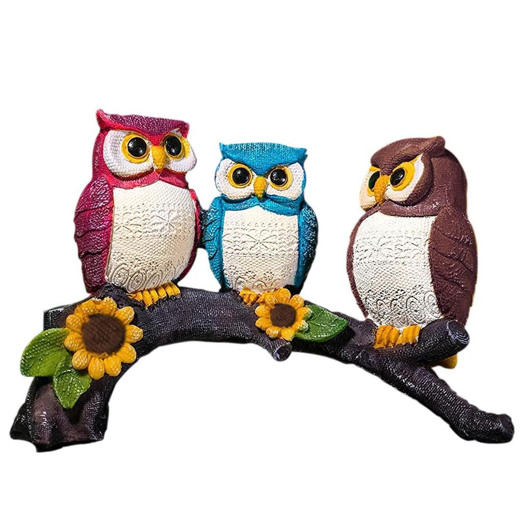 Beautiful Resin Owl Family Decorative Statue for Home Decor (Pack of 1. Multicolor)
