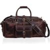 New Leather Duffle Bag for Men, Overnight 21 Inch Weekender Duffel Gym Bag, Full Grain Leather Travel Carry-On Bag,
