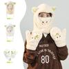 Cute Lamb Hat Women's Autumn and Winter Mask Scarf Gloves Integrated Thermal Pullover Hat Cute Versatile Plush Hat
