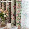 1PC NAPEARL European Pastoral Style Oil Painting Rose Print Curtain Full Blackout Curtains for Bedroom Living Room Balcony Window for Home Decor