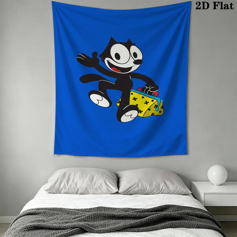 felix the cat Wall Tapestry Aesthetic Wall Hanging Printed Fabric Blanket Decorative Tapestries for Bedroom Living Room Home Decor